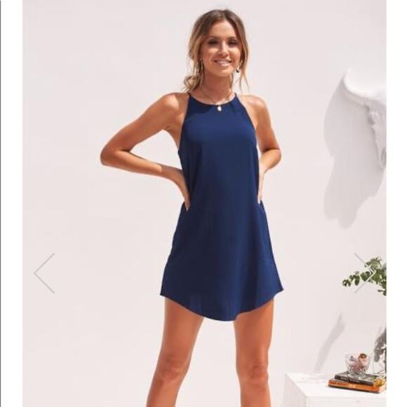 New Xenia Boutique US 2 Navy Blue Hello Molly Sleeveless Shift Dress Cocktail - Picture 10 of 11